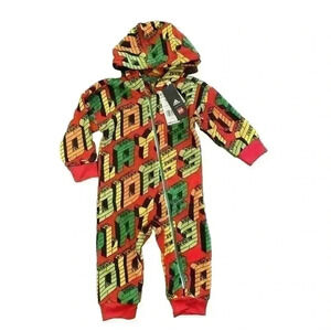 adidas x LEGO Baby Hooded Coverall Romper Winter Zip Fleece 18m Red Boy Girl $65